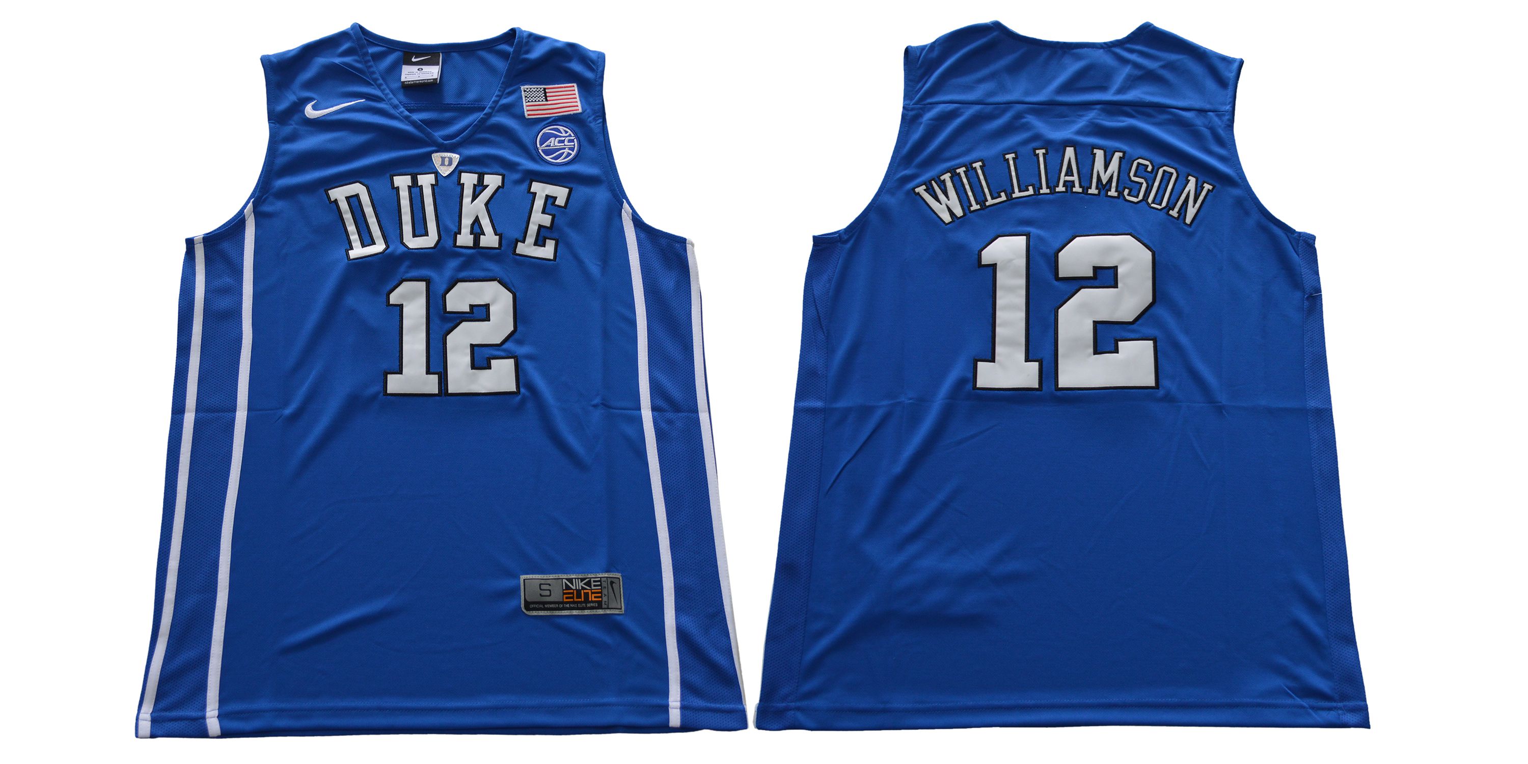 Men Duke Blue Devils #12 Williamson Blue Nike NCAA Jerseys